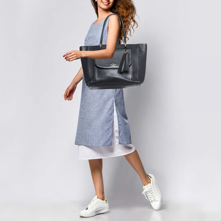 مملوكة مسبقًا Kate Spade Black Leather Longacre Court Cal Tote