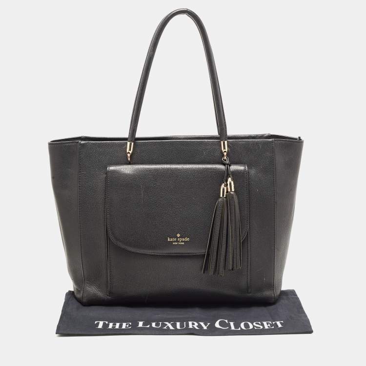 مملوكة مسبقًا Kate Spade Black Leather Longacre Court Cal Tote