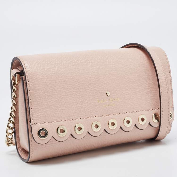 Pre Owned Kate Spade Light Pink Leather Paloma Road Flap Crossbody Bag