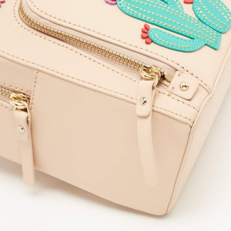 Pre Owned Kate Spade Light Peach Saffiano Leather Catus Tomi Patch Backpack