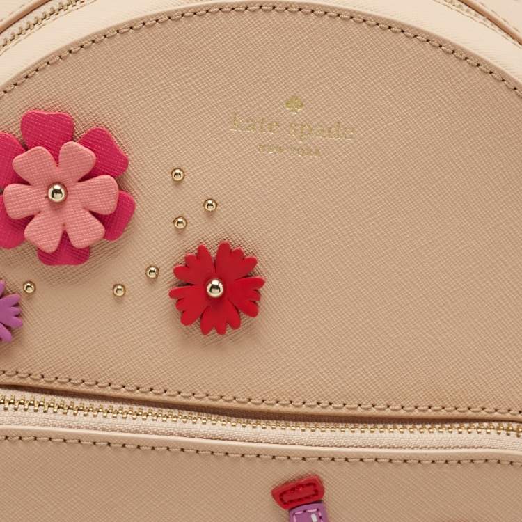 Pre Owned Kate Spade Light Peach Saffiano Leather Catus Tomi Patch Backpack