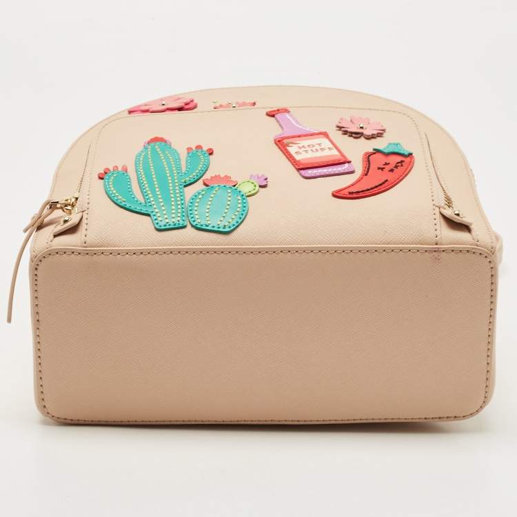 Pre Owned Kate Spade Light Peach Saffiano Leather Catus Tomi Patch Backpack