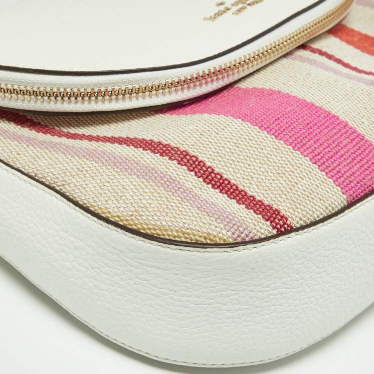 Pre Owned Kate Spade Multicolor Striped Canvas and Leather Medium Leila Top Handle Bag
