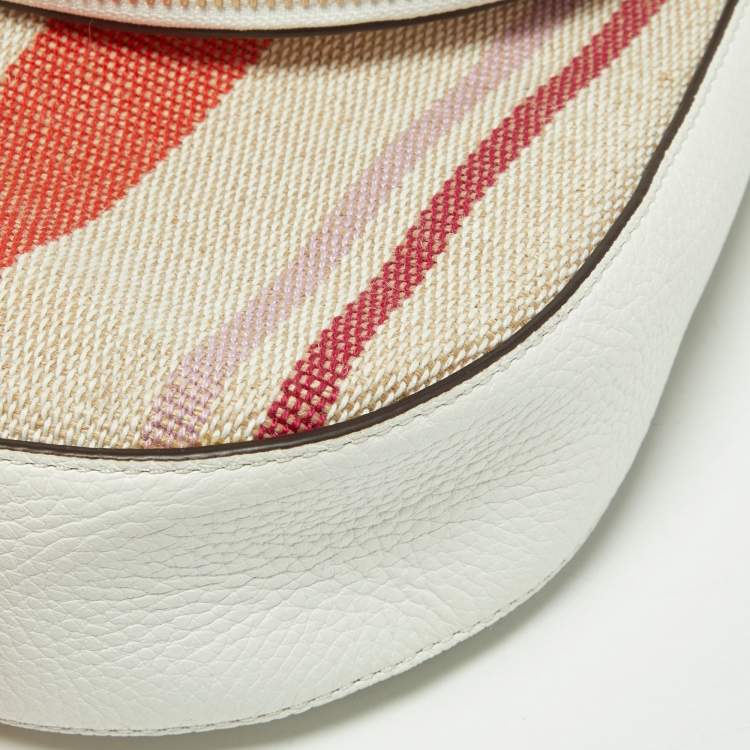 Pre Owned Kate Spade Multicolor Striped Canvas and Leather Medium Leila Top Handle Bag