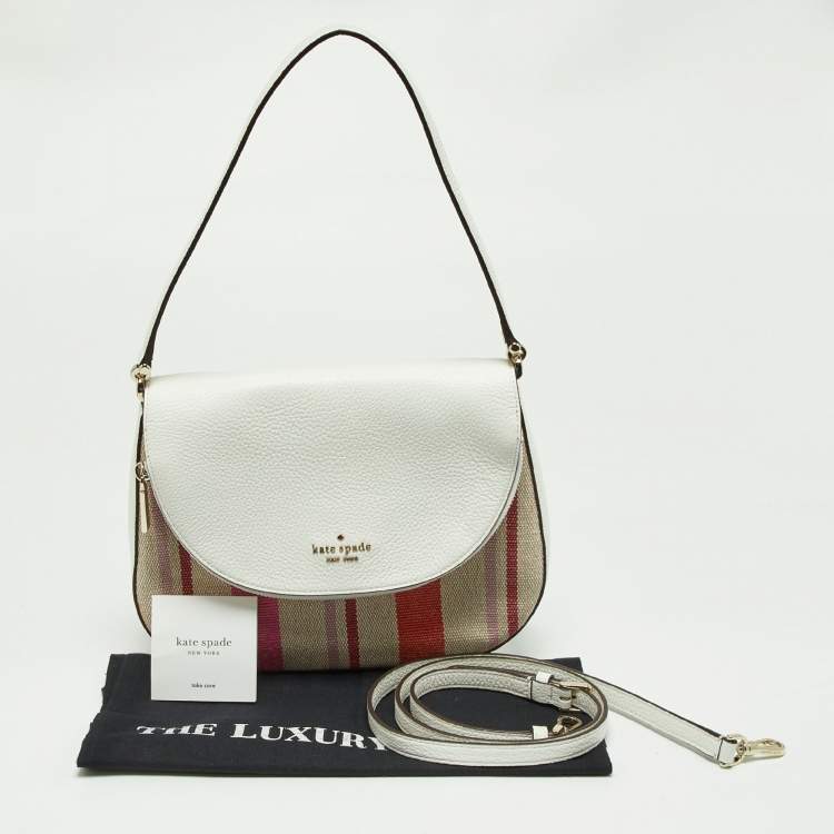 Pre Owned Kate Spade Multicolor Striped Canvas and Leather Medium Leila Top Handle Bag