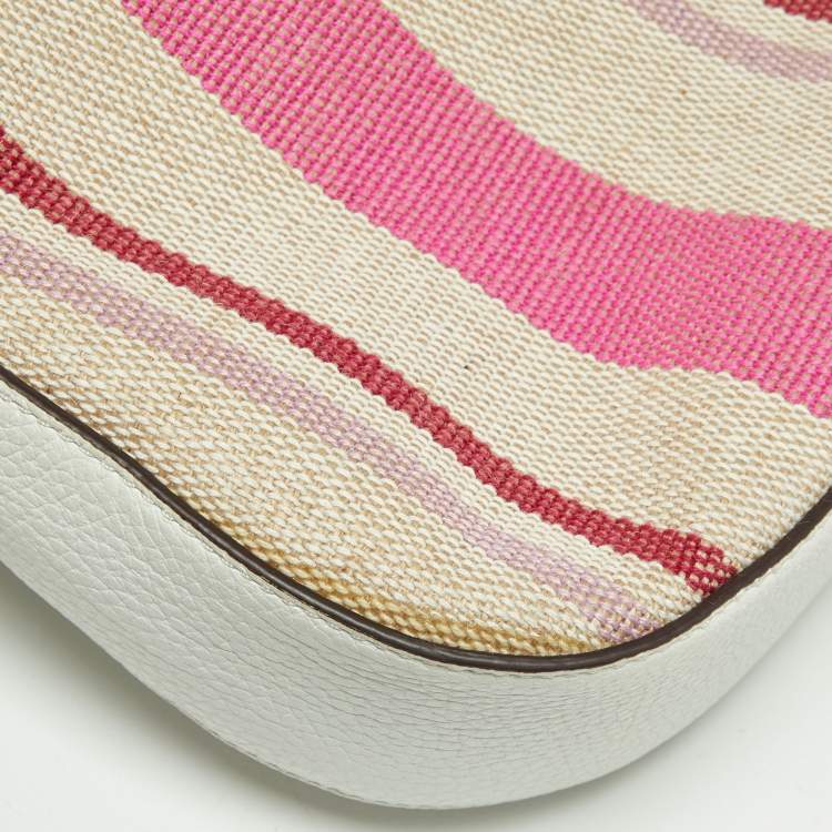 Pre Owned Kate Spade Multicolor Striped Canvas and Leather Medium Leila Top Handle Bag