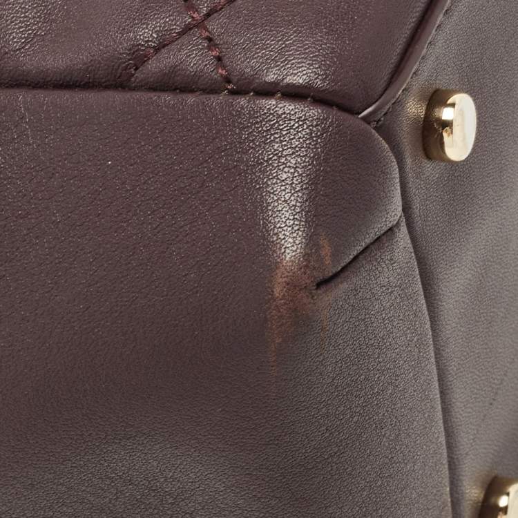 Pre Owned Kate Spade Plum Quilted Leather Emerson Place Dewey Shoulder Bag