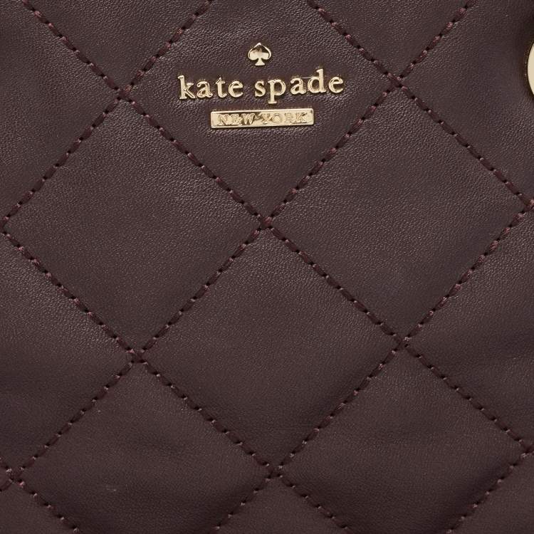 Pre Owned Kate Spade Plum Quilted Leather Emerson Place Dewey Shoulder Bag