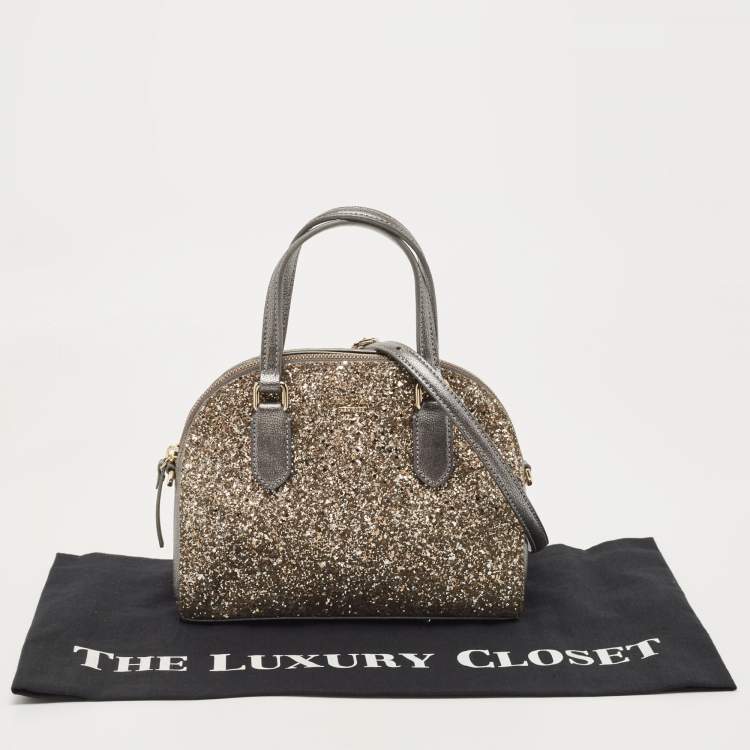 مملوكة مسبقًا Kate Spade Grey Glitter and Leather Small Dome Satchel