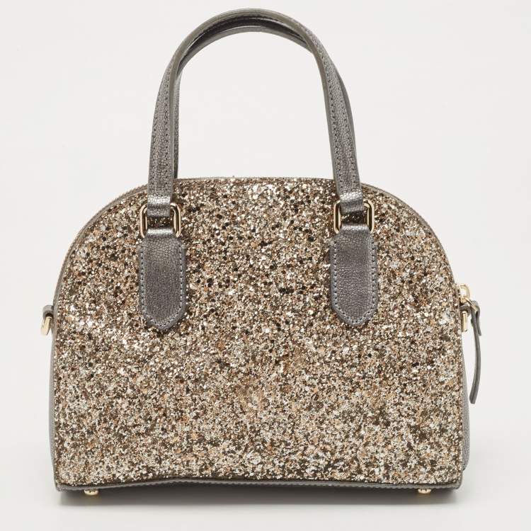 مملوكة مسبقًا Kate Spade Grey Glitter and Leather Small Dome Satchel