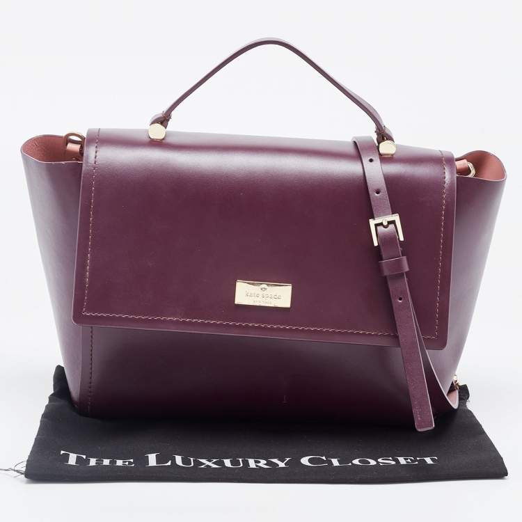 Pre Owned Kate Spade Purple Leather Large Arbour Hill Charline Top Handle Bag