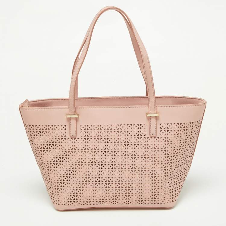 Pre Owned Kate Spade Pink Perforated Leather Cedar Street Harmony Tote