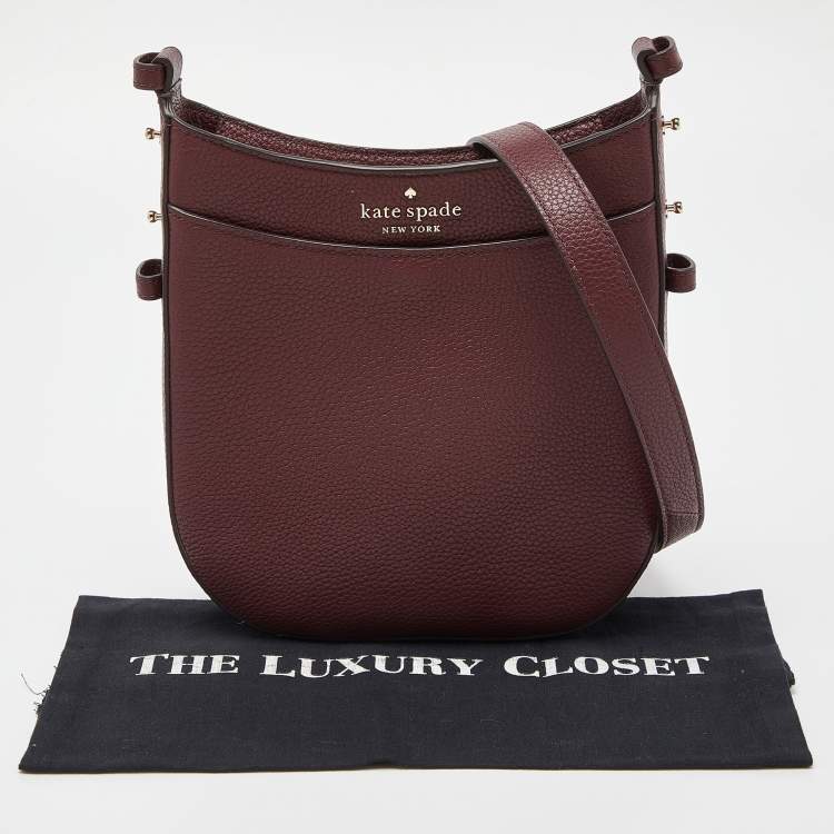 Pre Owned Kate Spade Burgundy Leather Leila North South Crossbody Bag