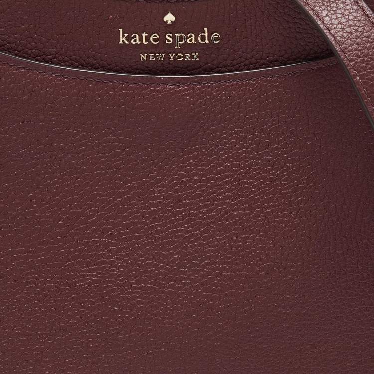 Pre Owned Kate Spade Burgundy Leather Leila North South Crossbody Bag