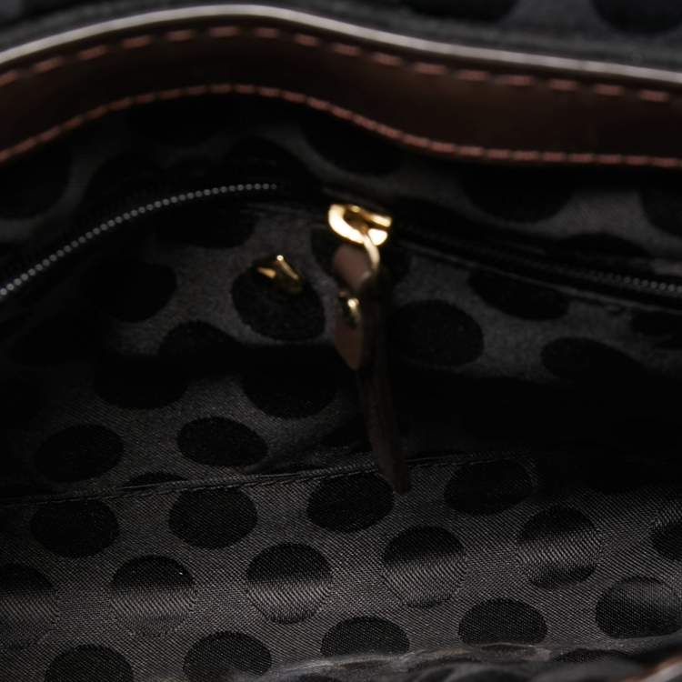 Pre Owned Kate Spade Black/Beige Wool and Patent Leather Beantown Lene Crossbody Bag