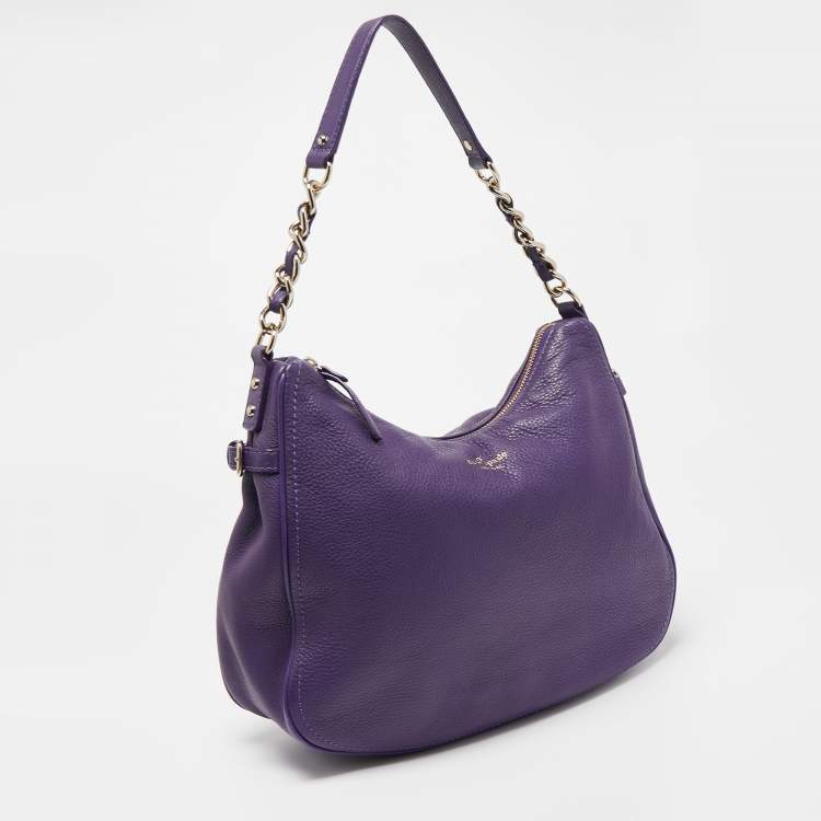 Pre Owned Kate Spade Purple Pebbled Leather Finley Hobo