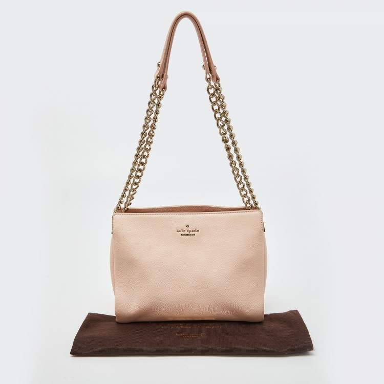 Pre Owned Kate Spade Peach Leather Chain Shoulder Bag