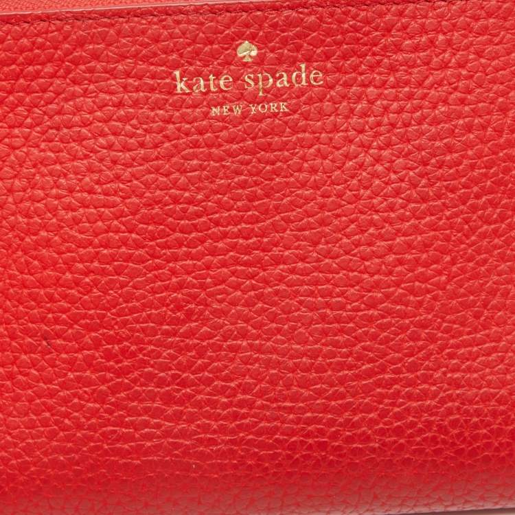 Pre Owned Kate Spade Red Leather Double Zip Clutch