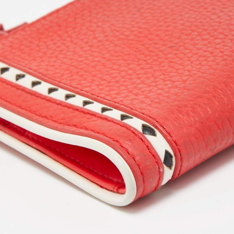 Pre Owned Kate Spade Red Leather Double Zip Clutch
