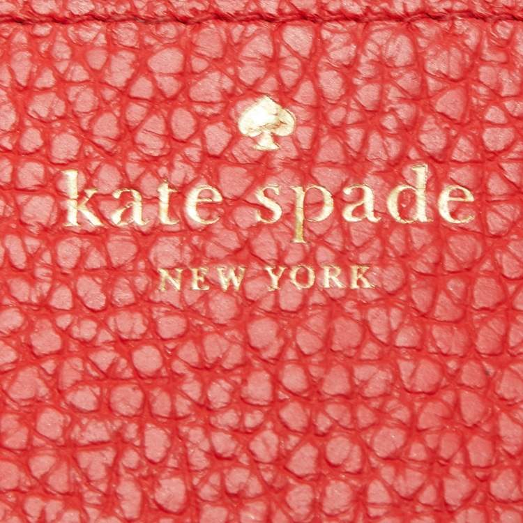 Pre Owned Kate Spade Red Leather Double Zip Clutch