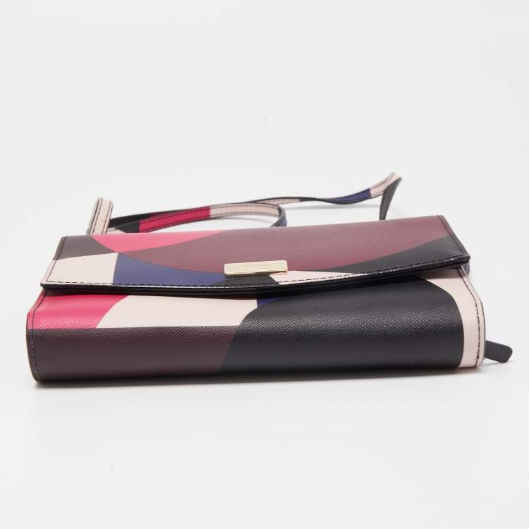 Pre Owned Kate Spade Multicolor Leather Flap Phone Crossbody Bag