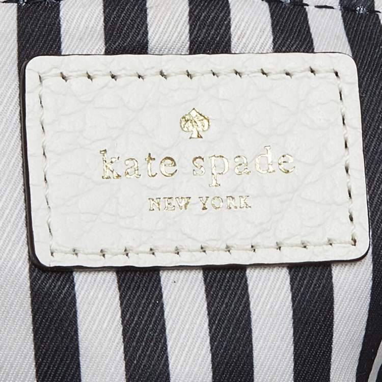 Pre Owned Kate Spade Off White/Grey Leather Double Zip Satchel