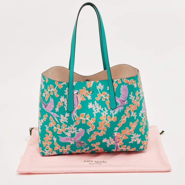 Pre Owned Kate Spade Multicolor Printed Leather Large Bird Party Molly Tote