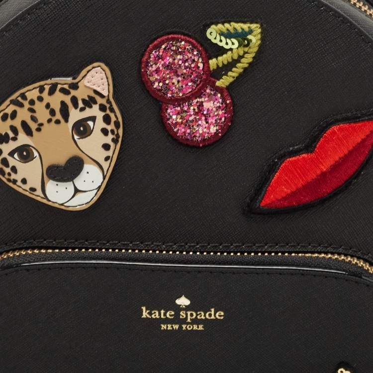 Pre Owned Kate Spade Black Leather New York Meow Sammi Backpack