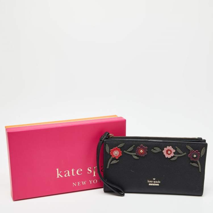 مملوكة مسبقًا Kate Spade Black Saffiano Leather Spencer Bifold Wristlet Wallet