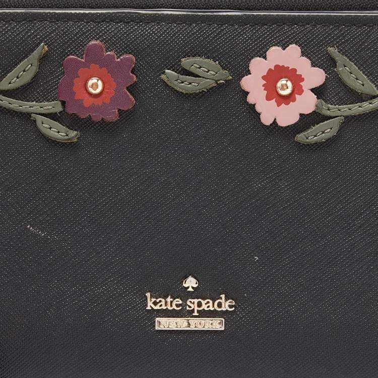 مملوكة مسبقًا Kate Spade Black Saffiano Leather Spencer Bifold Wristlet Wallet