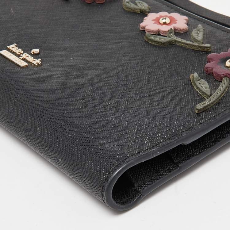 مملوكة مسبقًا Kate Spade Black Saffiano Leather Spencer Bifold Wristlet Wallet