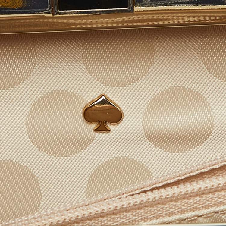 Pre Owned Kate Spade Beige Patent Leather Frame Clutch
