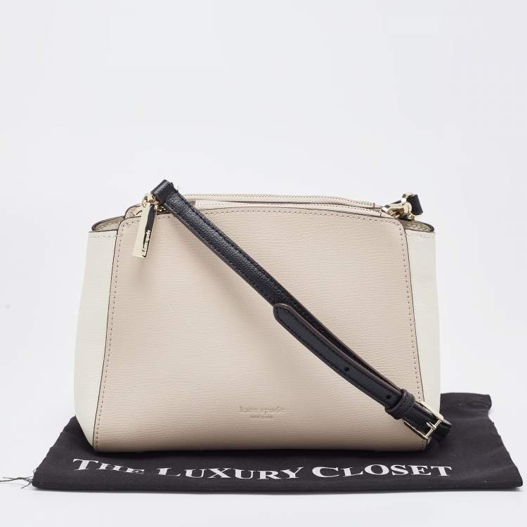 Pre Owned Kate Spade Tri Color Leather Double Zip Crossbody Bag