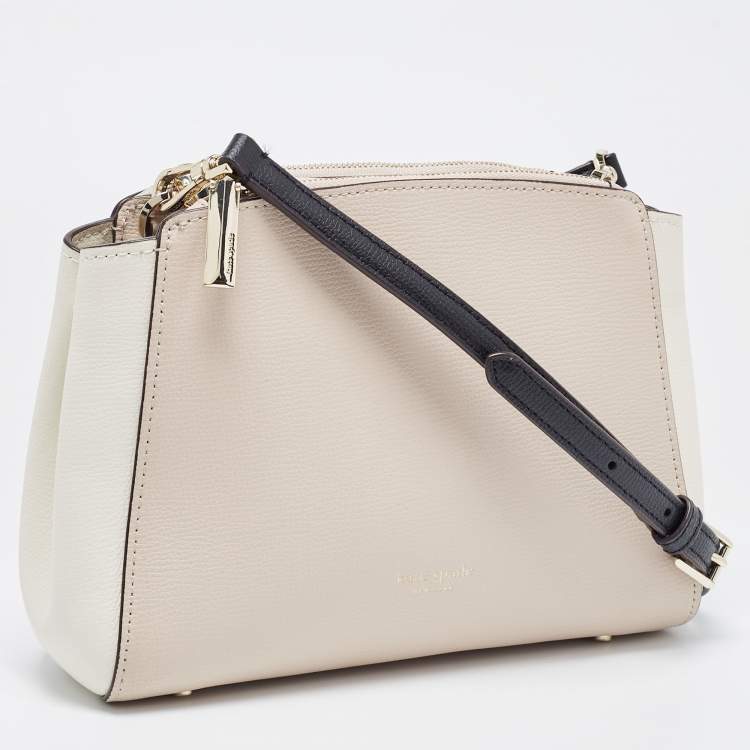 Pre Owned Kate Spade Tri Color Leather Double Zip Crossbody Bag