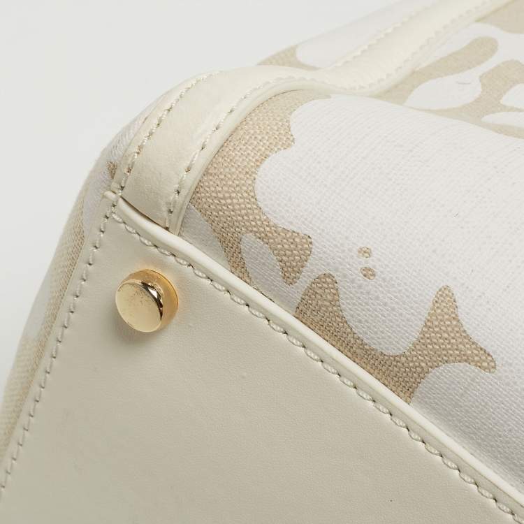 Pre Owned Kate Spade Off White/Beige Canvas And Leather Duncan Satchel