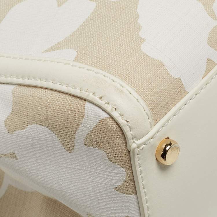 Pre Owned Kate Spade Off White/Beige Canvas And Leather Duncan Satchel