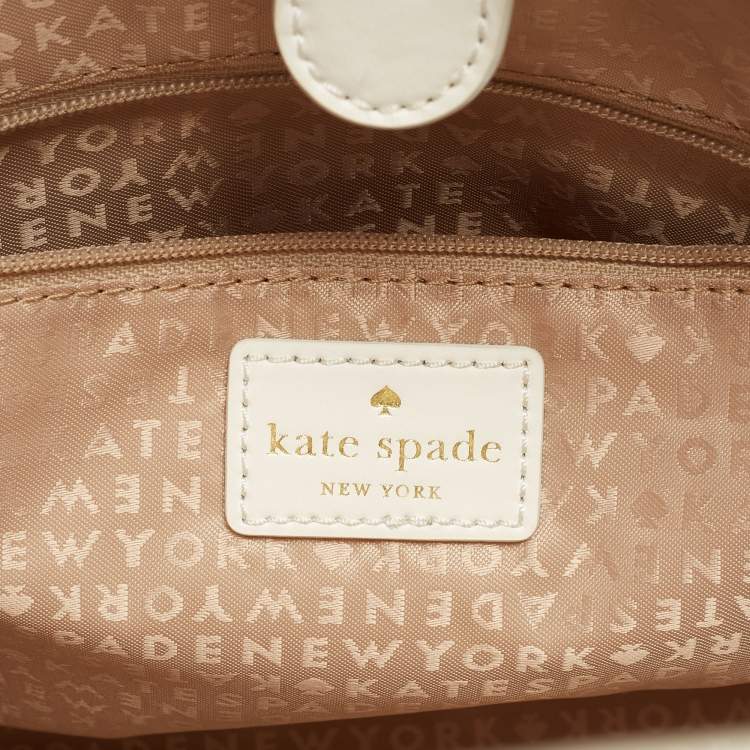 Pre Owned Kate Spade Off White/Beige Canvas And Leather Duncan Satchel