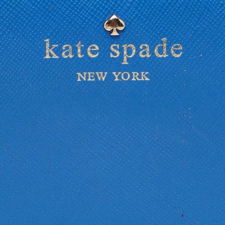 Pre Owned Kate Spade Blue Leather Zip Around Wallet