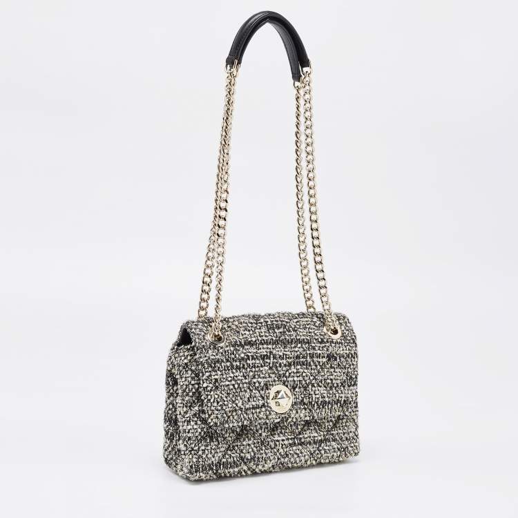 Pre Owned Kate Spade Black Tweed Natalia Flap Shoulder Bag
