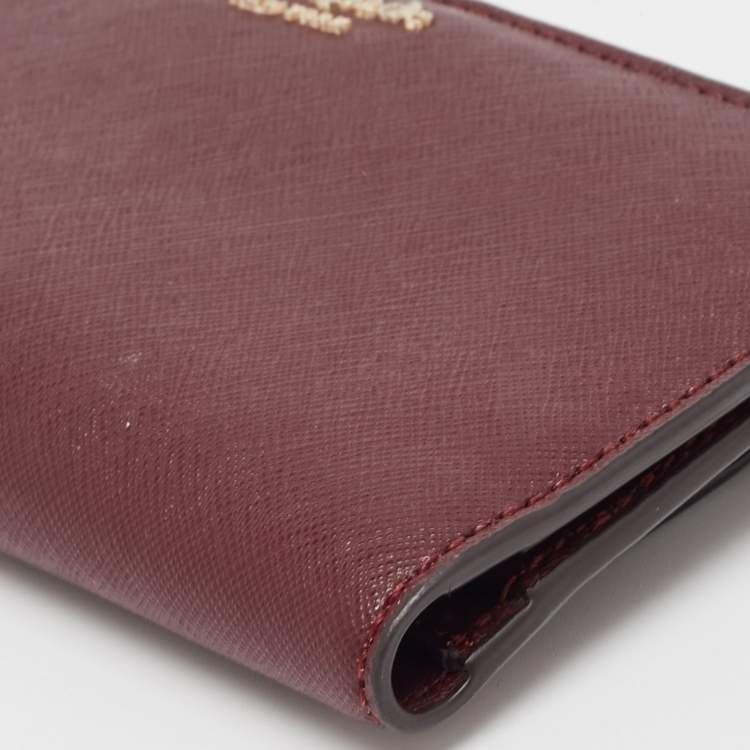 Pre Owned Kate Spade Burgundy Saffiano Leather Leila Continental Wallet