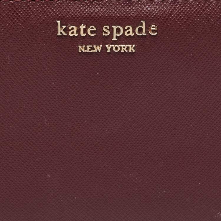 Pre Owned Kate Spade Burgundy Saffiano Leather Leila Continental Wallet