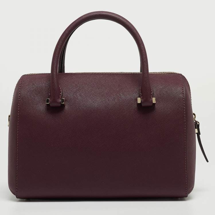 Pre Owned Kate Spade Burgundy Saffiano Leather Cameron Street Lane Satchel