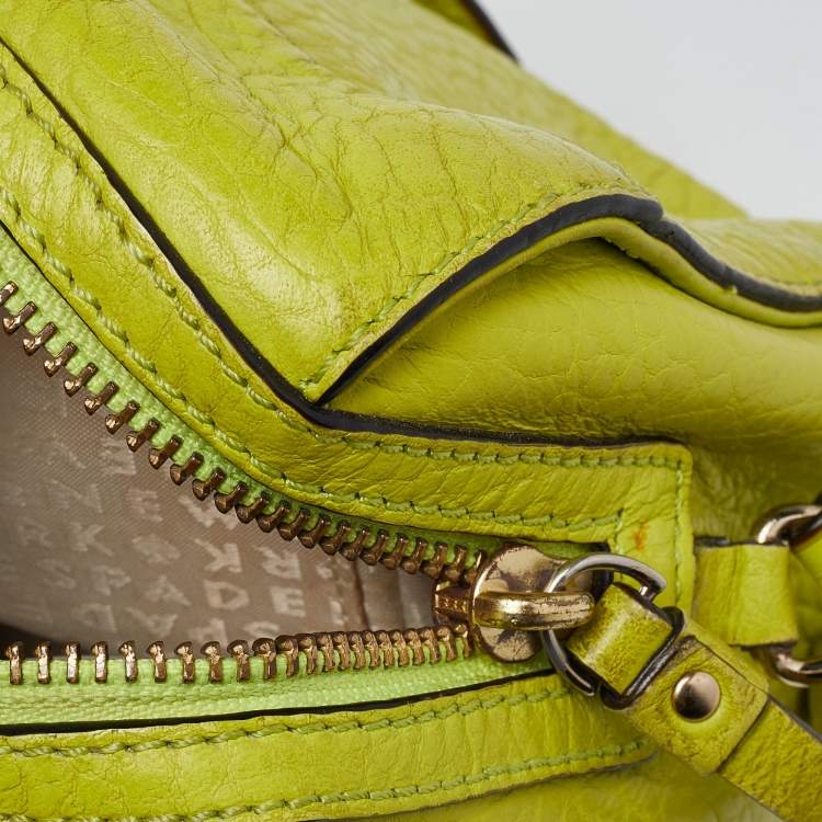 Pre Owned Kate Spade Green Leather Floral Lasercut Crossbody Bag 