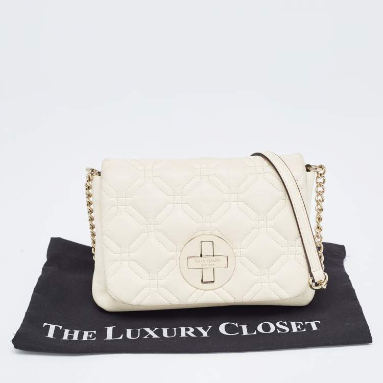 Pre Owned Kate Spade Off White Leather Astor Court Naomi Crossbody Bag