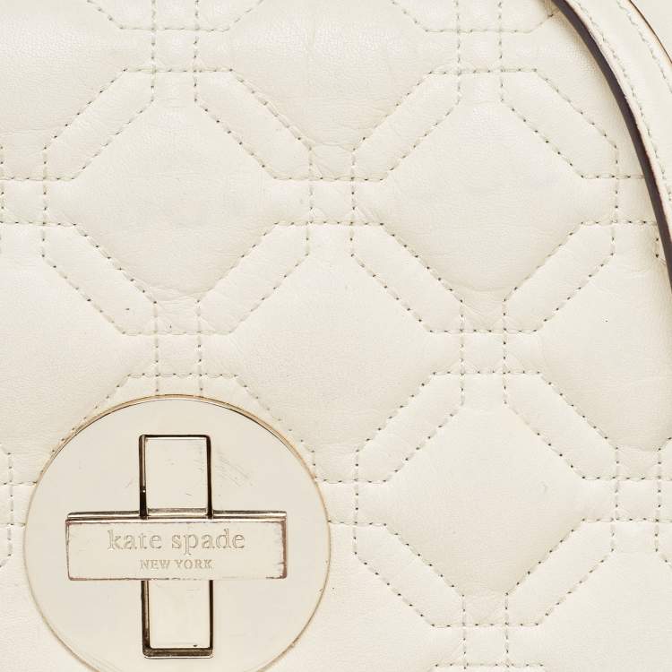 Pre Owned Kate Spade Off White Leather Astor Court Naomi Crossbody Bag