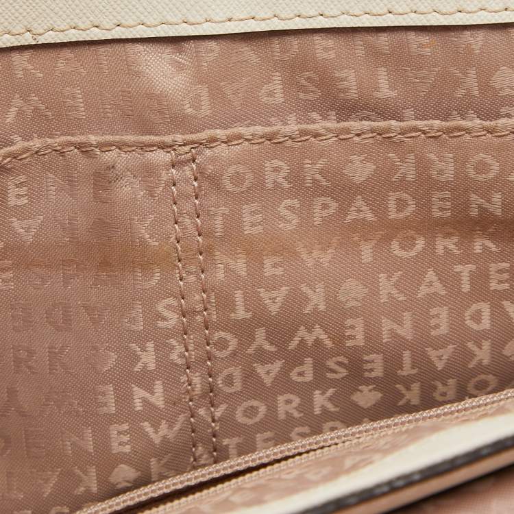 Pre Owned Kate Spade Off White Leather Charline Arbour Hill Top Handle Bag