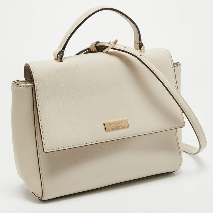 Pre Owned Kate Spade Off White Leather Charline Arbour Hill Top Handle Bag