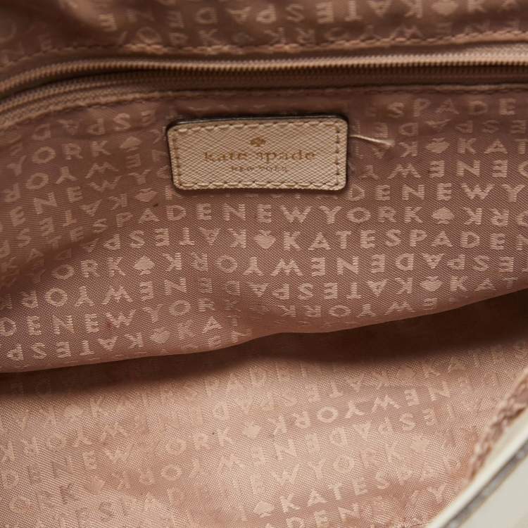 Pre Owned Kate Spade Off White Leather Charline Arbour Hill Top Handle Bag