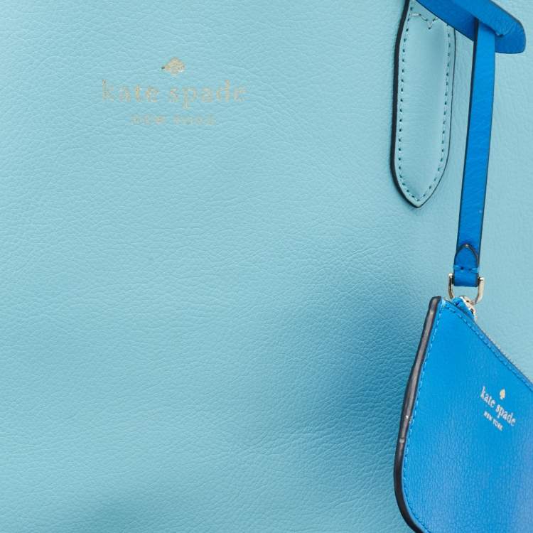 Pre Owned Kate Spade Two Tone Blue Leather Ava Reversible Tote