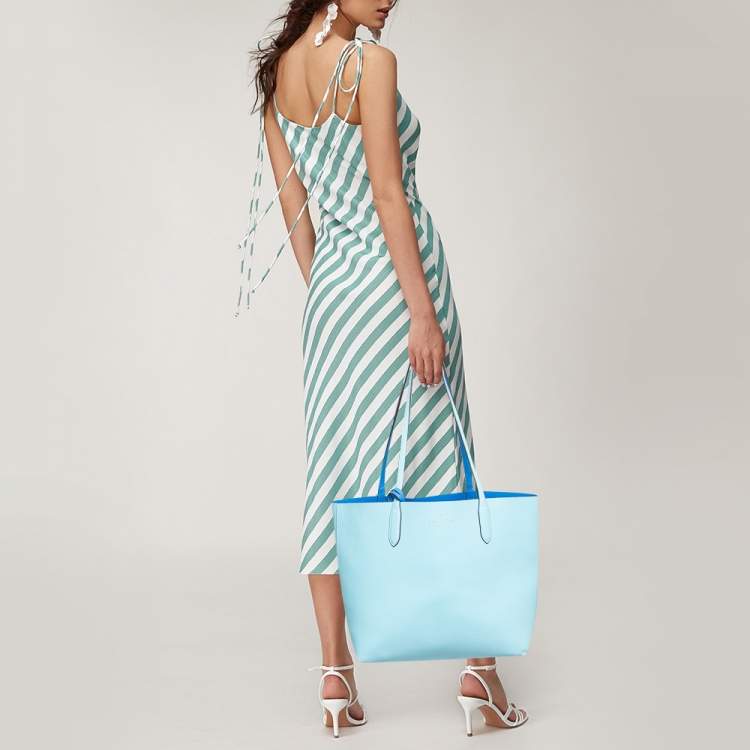 Pre Owned Kate Spade Two Tone Blue Leather Ava Reversible Tote